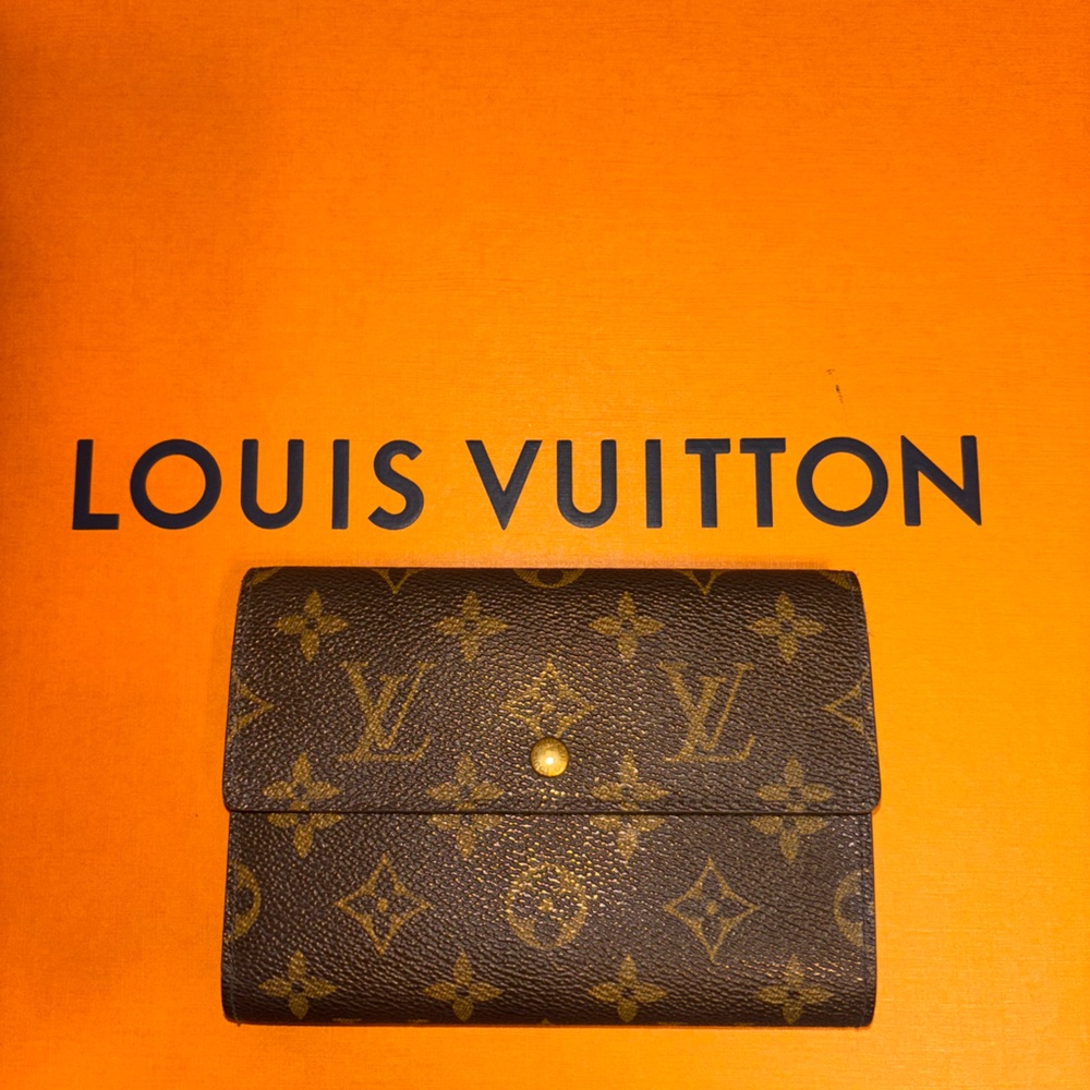 Louis Vuitton Brown and Gold Monogram trifold wallet